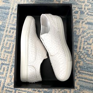 Vince Nelson Optic White Python Slip-on Sneakers